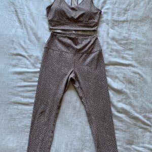 Women's Brown Deer Print Workout Set